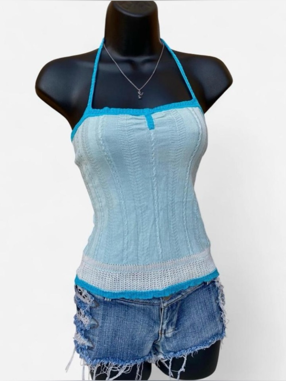 Y2k Guess Jeans Blue & Teal Halter Top